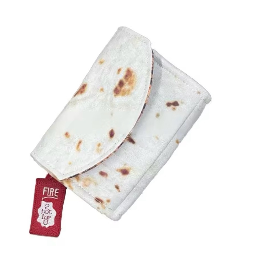 Medium sized burrito wallet with hot sauce packet zipper pull new novelty
